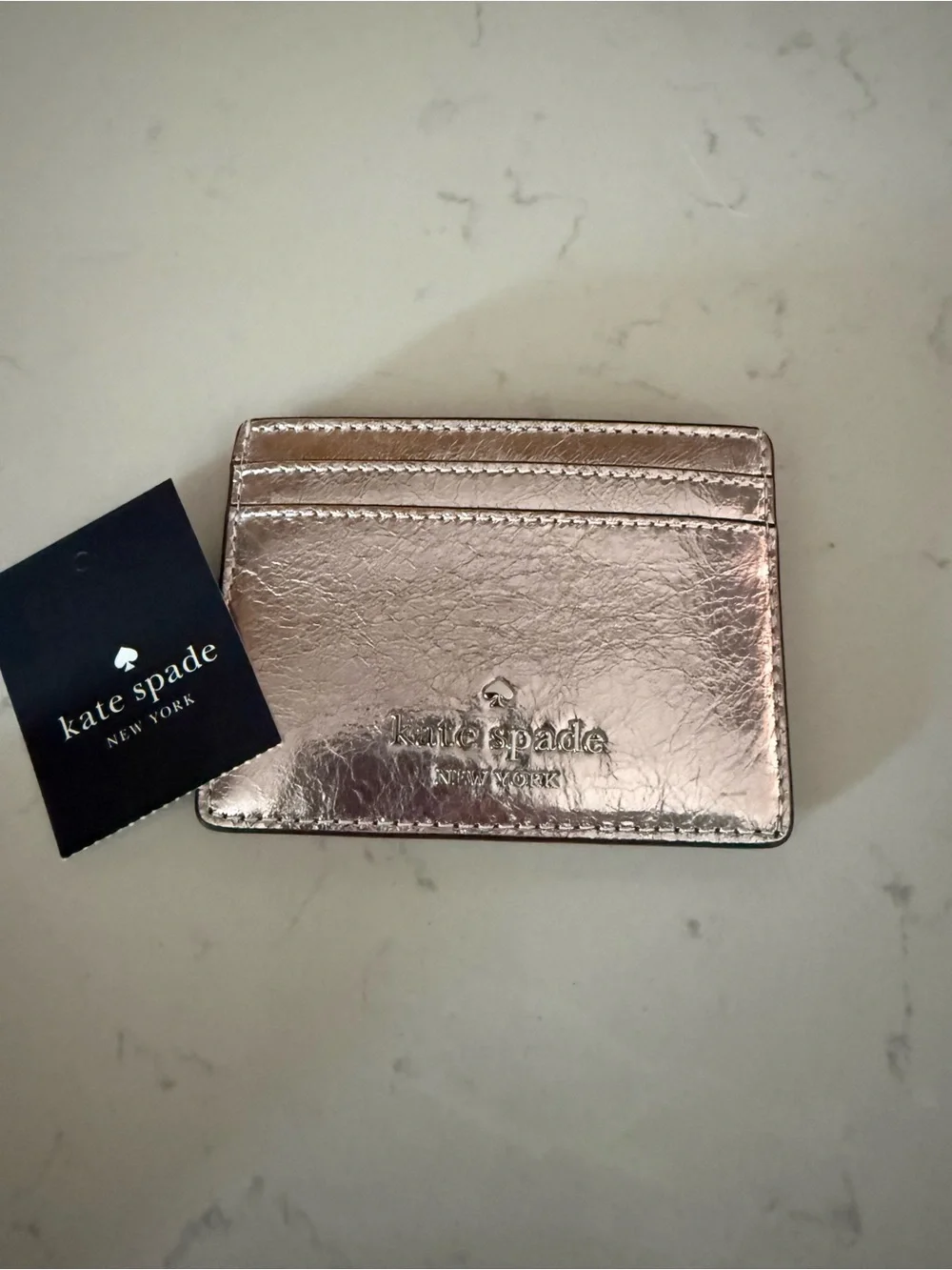 kate spade Madison crinkle card holder lilac moon